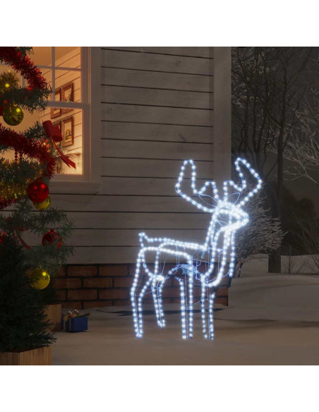 Figura Natale Renna Testa Mobile Bianco Freddo 76x42x87 cm