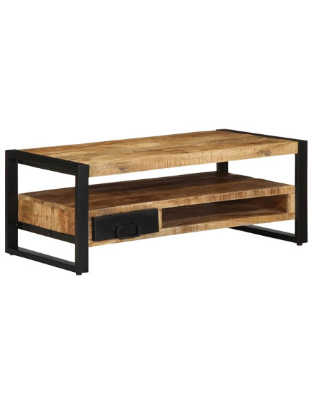 Tavolino da Salotto 90x50x36 cm Legno Massello di Mango Grezzo