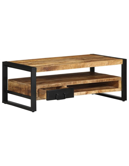 Tavolino da Salotto 90x50x36 cm Legno Massello di Mango Grezzo