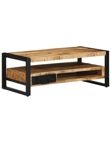 Tavolino da Salotto 90x50x36 cm Legno Massello di Mango Grezzo