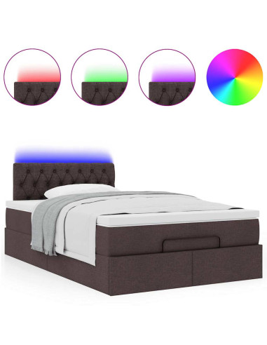 Pouf Letto con Materasso Marrone Scuro 120x200 cm in Tessuto