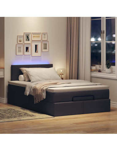 Pouf Letto con Materasso Marrone Scuro 120x200 cm in Tessuto