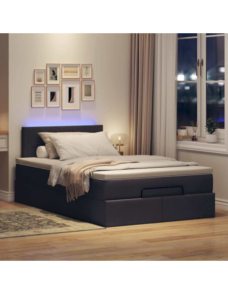 Pouf Letto con Materasso Marrone Scuro 120x200 cm in Tessuto