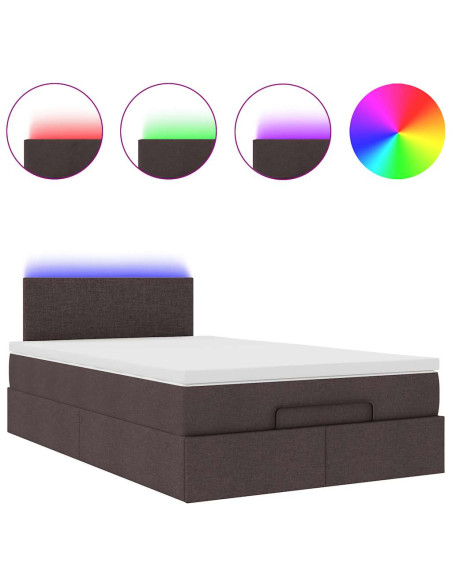 Pouf Letto con Materasso Marrone Scuro 120x200 cm in Tessuto