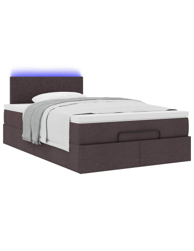 Pouf Letto con Materasso Marrone Scuro 120x200 cm in Tessuto