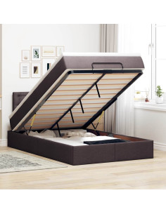 Pouf Letto con Materasso Marrone Scuro 120x200 cm in Tessuto