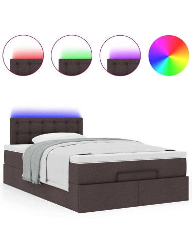 Pouf Letto con Materasso Marrone Scuro 120x200 cm in Tessuto