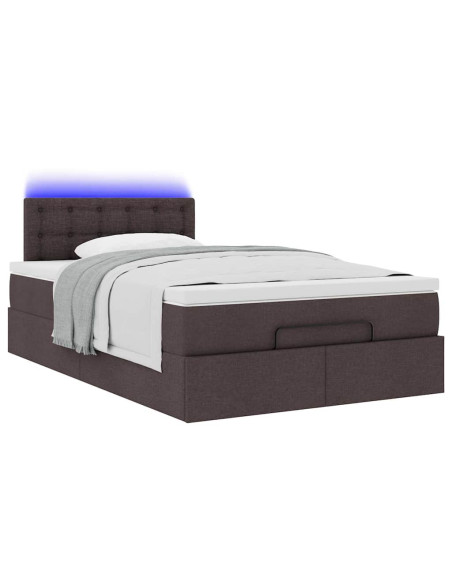 Pouf Letto con Materasso Marrone Scuro 120x200 cm in Tessuto