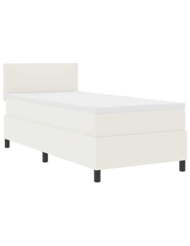 Letto a molle Crema e Bianco 90 x 200 cm Tessuto in Cords
