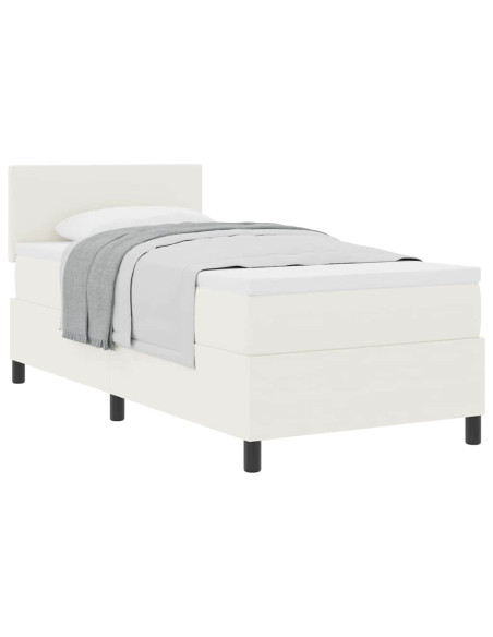 Letto a molle Crema e Bianco 90 x 200 cm Tessuto in Cords
