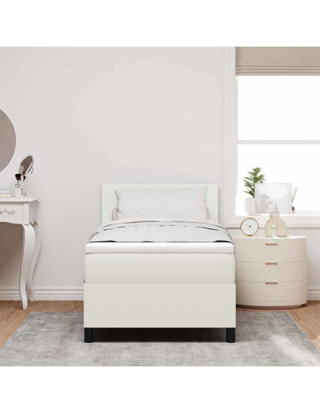 Letto a molle Crema e Bianco 90 x 200 cm Tessuto in Cords