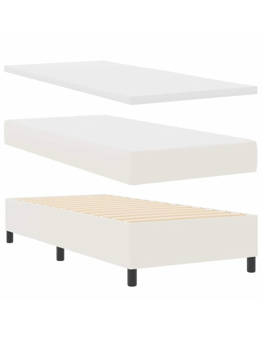 Letto a molle Crema e Bianco 90 x 200 cm Tessuto in Cords