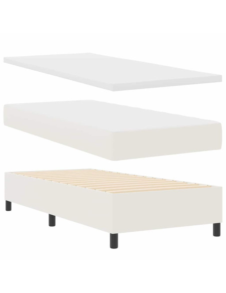 Letto a molle Crema e Bianco 90 x 200 cm Tessuto in Cords