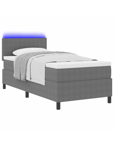Letto a Sorgente LED Grigio chiaro e bianco 90 x 200 cm