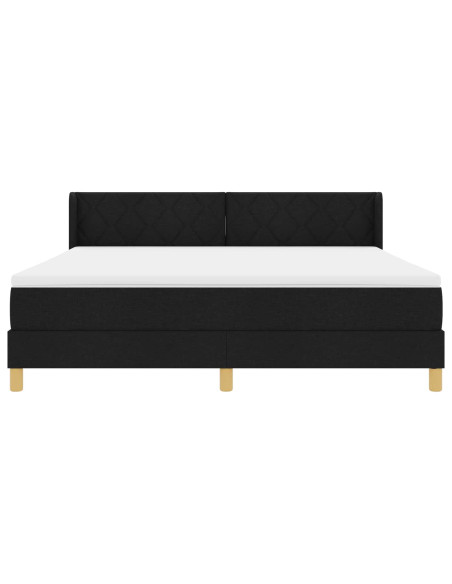 Letto a molle con testiera Nero 200 x 180 cm Tessuto