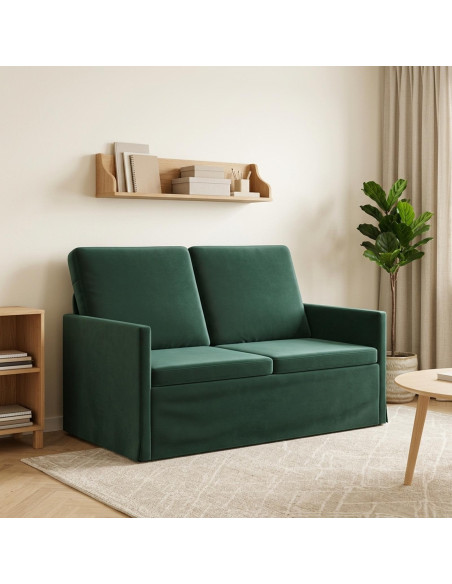 Divano a 2 posti Verde Scuro 130 x 81 x 82 cm Velluto (V)