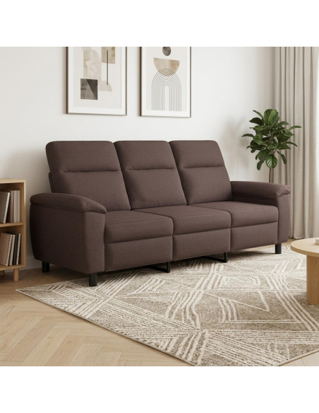Divano Marrone Scuro 214 x 90 x 95 cm Tessuto