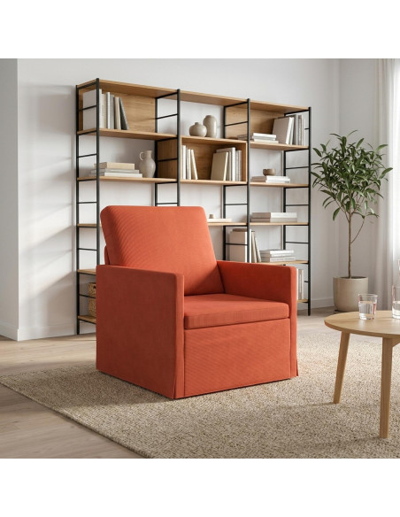 Poltrona Rosso Arancio 70 x 81 x 82 cm Tessuto in Cords
