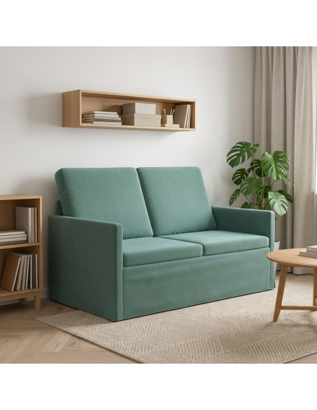 Divano a 2 posti Verde Mare 130 x 81 x 82 cm Velluto (V)
