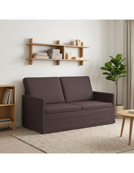 Divano a 2 posti Marrone Scuro 150 x 81 x 82 cm Tessuto