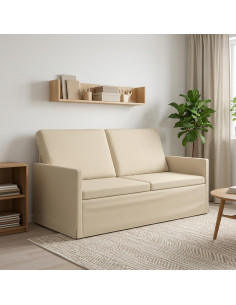 Divano a 2 posti Crema 150 x 81 x 82 cm Tessuto