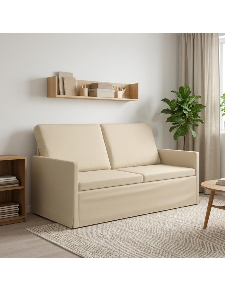 Divano a 2 posti Crema 150 x 81 x 82 cm Tessuto