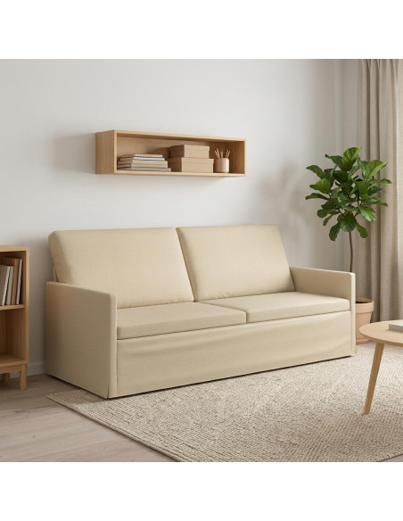 Divano a 3 posti Crema 190 x 81 x 82 cm Tessuto