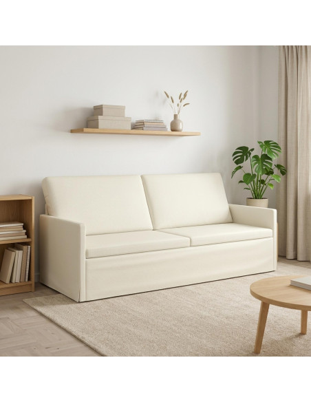 Divano a 3 posti Crema 190 x 81 x 82 cm Tessuto in Cords