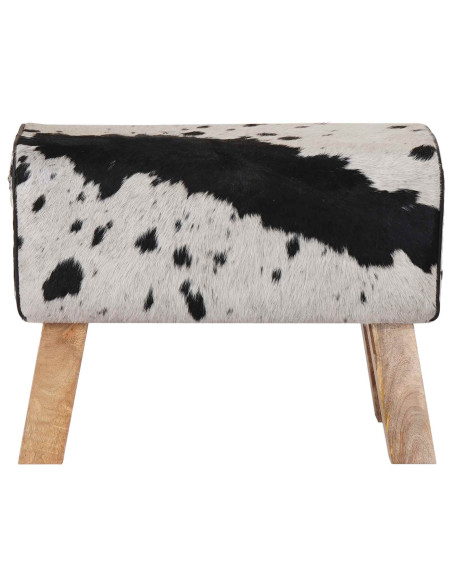 panca 60 x 30 x 45 cm Pelle Vera Nero e Bianco