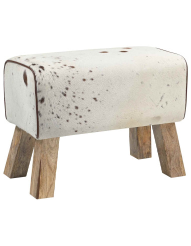 panca 60 x 30 x 45 cm Pelle Vera Marrone e bianco