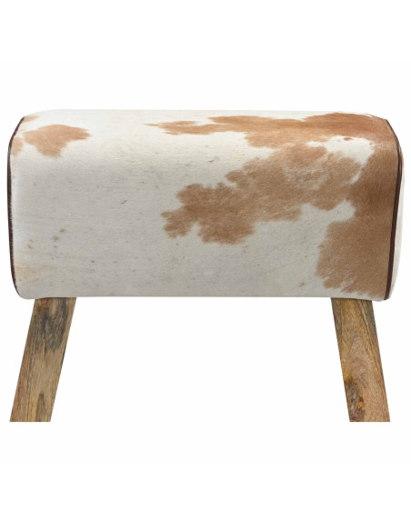panca 60 x 30 x 45 cm Pelle Vera Marrone e bianco
