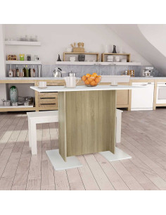 Tavolo da Pranzo Bianco e Rovere Sonoma 110x60x75cm Multistrato