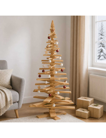 Albero di Natale in legno KOTKA 180 cm Legno Massello di Pino