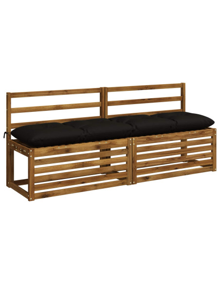 Cuscini per Panchina a 2 Pezzi VIANEN 100% Poliestere Nero