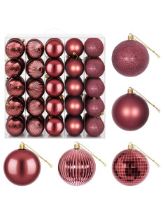 Set di Palline di Natale 50 pz Rosso Vino 8 cm Polistirolo