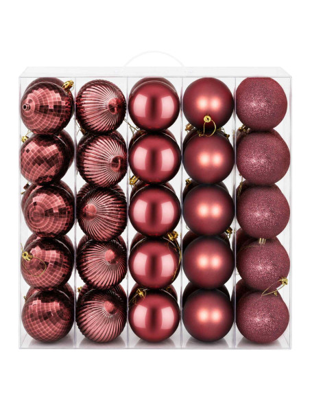 Set di Palline di Natale 50 pz Rosso Vino 8 cm Polistirolo