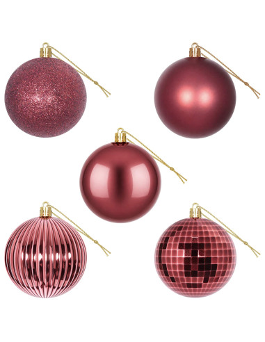 Set di Palline di Natale 50 pz Rosso Vino 8 cm Polistirolo
