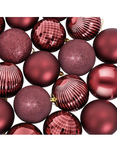 Set di Palline di Natale 50 pz Rosso Vino 8 cm Polistirolo