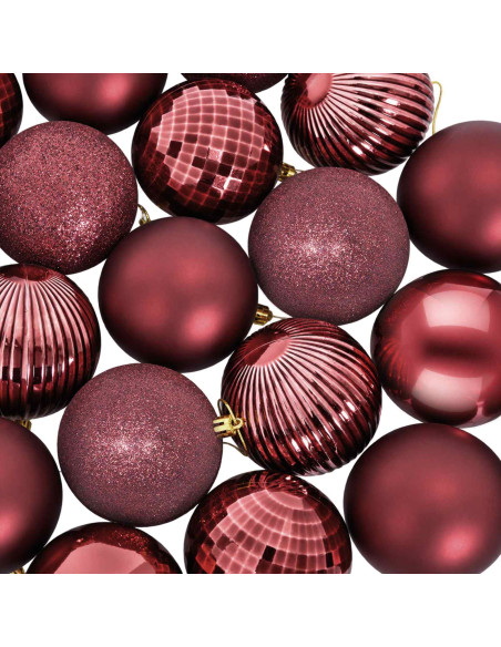 Set di Palline di Natale 50 pz Rosso Vino 8 cm Polistirolo