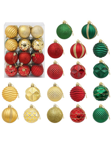 Set di palline natalizie 36 pz Rosso, oro e verde 6 cm
