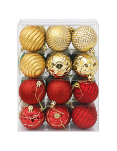 Set di palline natalizie 36 pz Rosso, oro e verde 6 cm 2