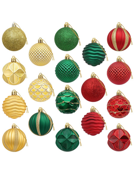 Set di palline natalizie 36 pz Rosso, oro e verde 6 cm