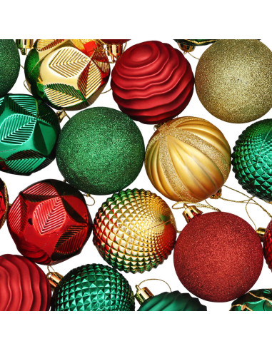 Set di palline natalizie 36 pz Rosso, oro e verde 6 cm