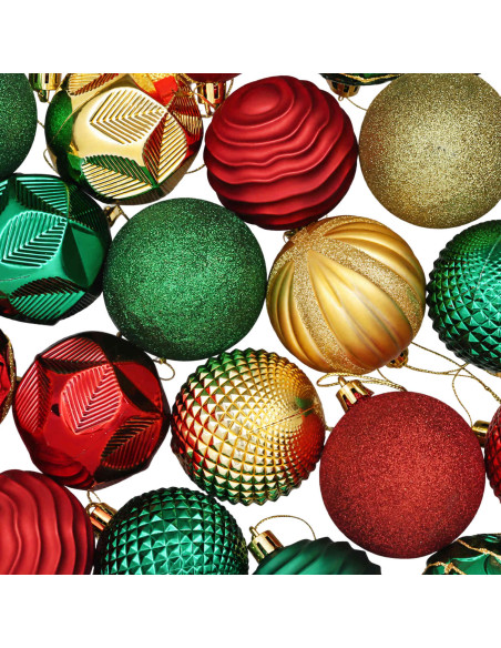 Set di palline natalizie 36 pz Rosso, oro e verde 6 cm