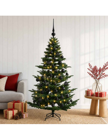 Albero di Natale artificiale con palline 120 cm 150 LED