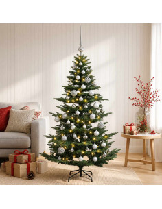 Albero di Natale artificiale con palline 150 cm 150 LED