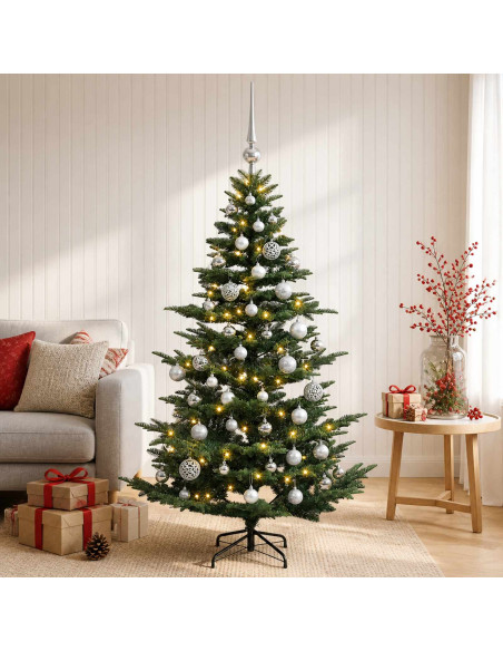 Albero di Natale artificiale con palline 150 cm 150 LED