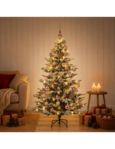 Albero di Natale artificiale con palline 150 cm 150 LED