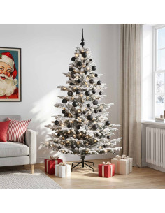 Albero di Natale artificiale con palline 210 cm 300 LED