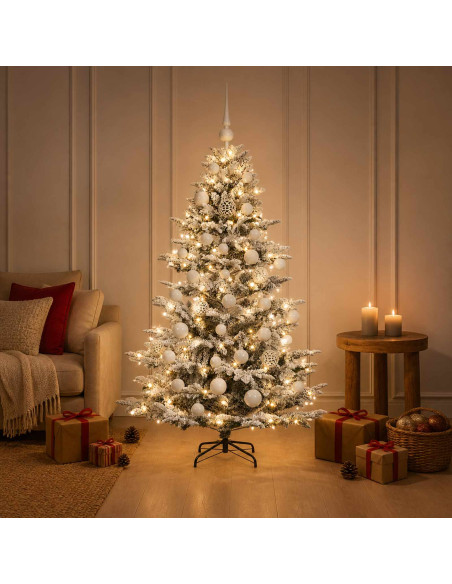 Albero di Natale artificiale con palline 150 cm 150 LED